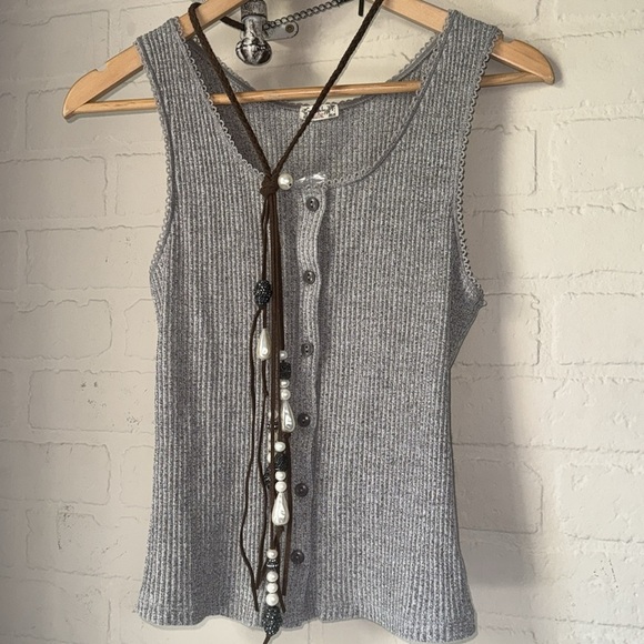 Free People tank top intimately small ribbed salt pepper NEW most wanted - Picture 3 of 7